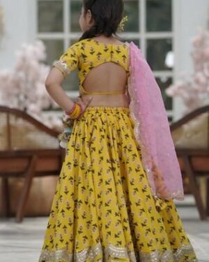 Golden Yellow Blossom Lehenga Set – Girls Ethnic Wear