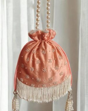 Tiny Pattu Wedding Potli – Peach