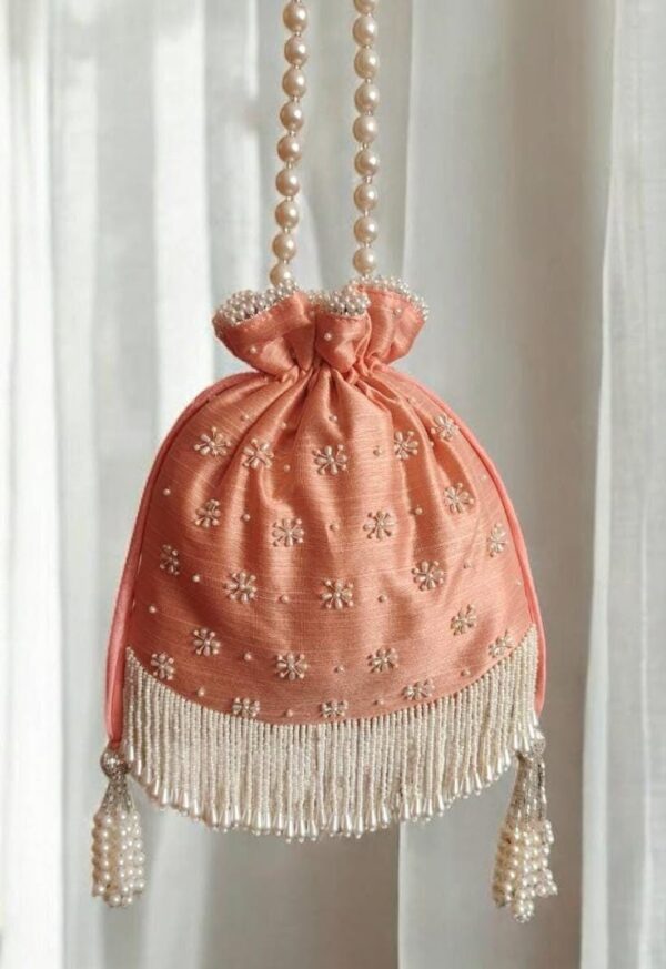Tiny Pattu Wedding Potli – Peach