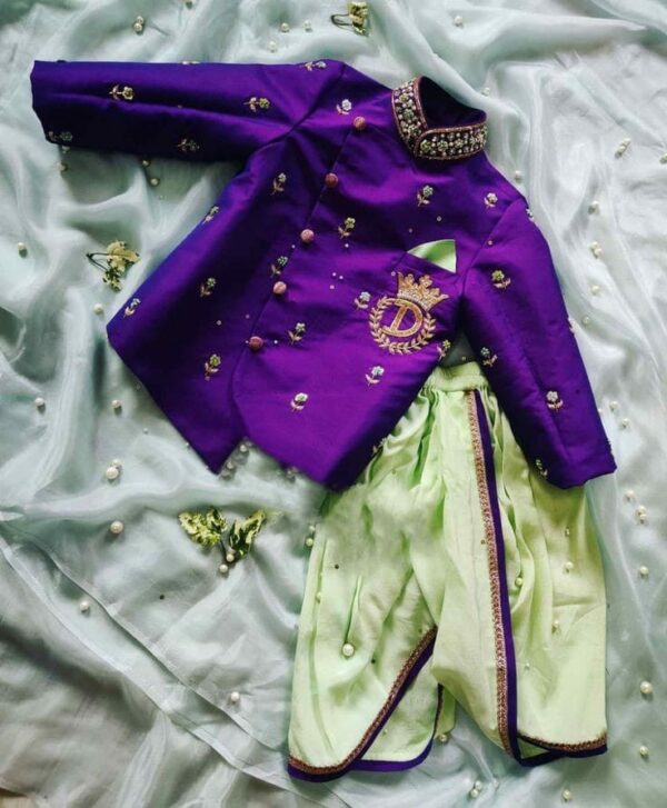 Royal Rose Sherwani Set – Blush Pink & Regal Purple (3-Piece Set)