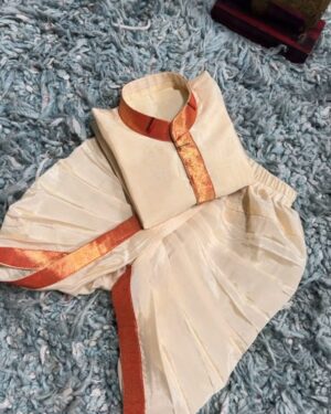 Classic Ivory Dhoti Kurta Set – With Copper Zari Detailing (2-Piece Set)
