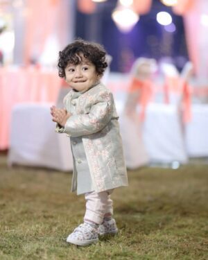 Pastel Green Embroidered Sherwani Set – Indo-Western Outfit for Baby Boys