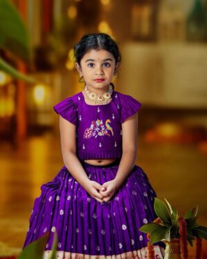Royal Purple Embroidered Lehenga Set – Traditional Festive Wear for Girls