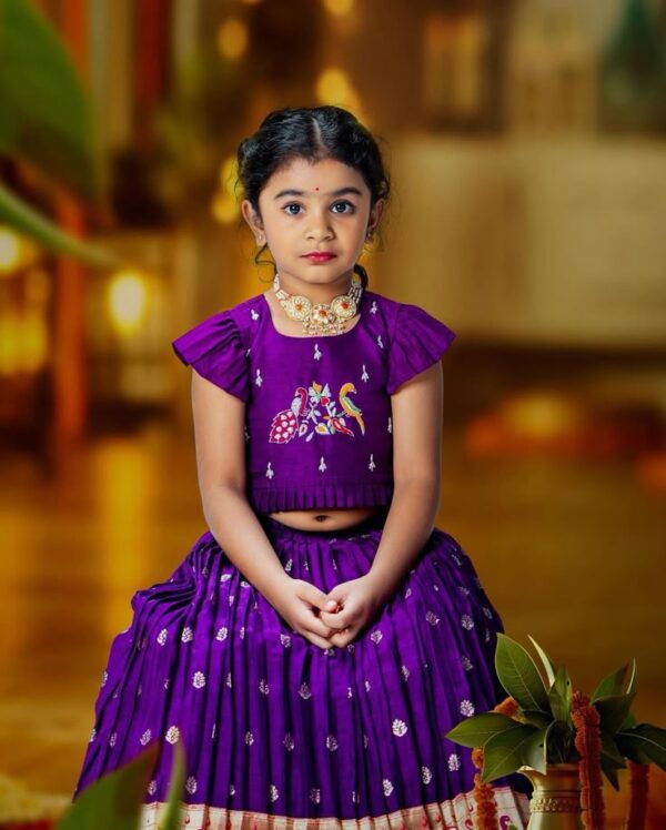 Royal Purple Embroidered Lehenga Set – Traditional Festive Wear for Girls